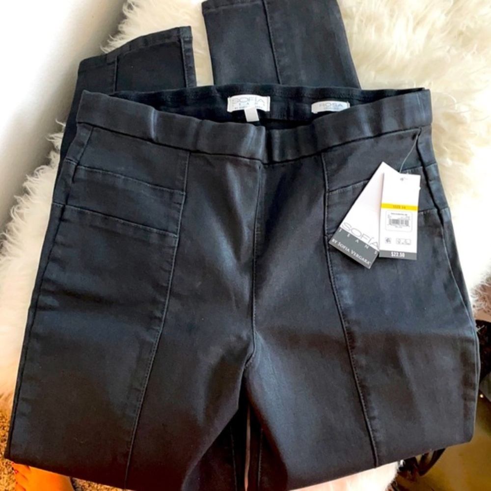 NWT SOFIA VERGARA "FAUX LEATHER LOOK" JEGGINGS WITH SHEEN